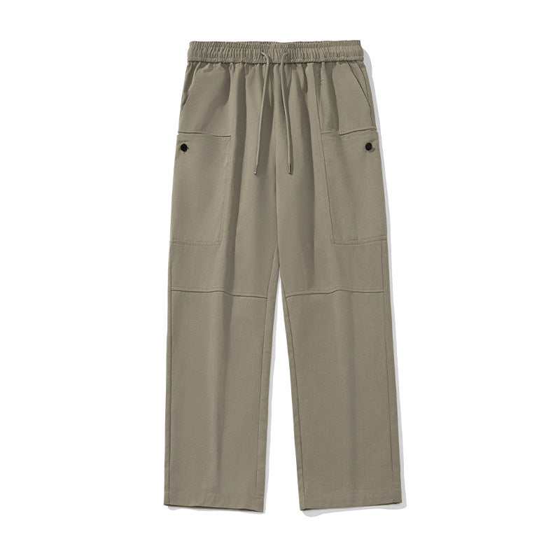 Unisex Weite Relaxed-Cargo-Palazzo-Hose mit elastischem Kordelbund und aufgesetzten Knopf-Taschen Echo Archiv