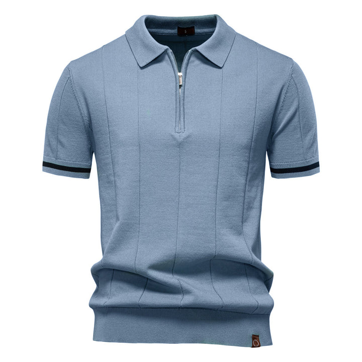 Herren Polohemd mit kurzer Knopfleiste und strukturiertem Design Echoarchiv