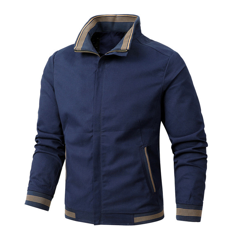 Herren Übergangsjacke aus Baumwoll-Twill mit Stehkragen und Rippbündchen Echoarchiv