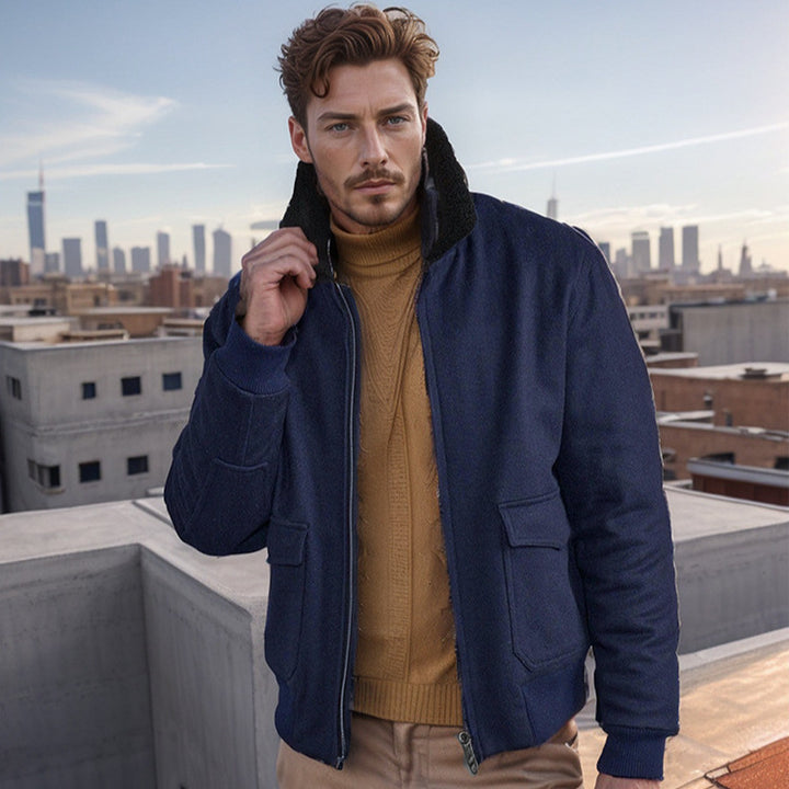 Herren warme Fleecejacke mit Stehkragen und praktischen Taschen Echoarchiv