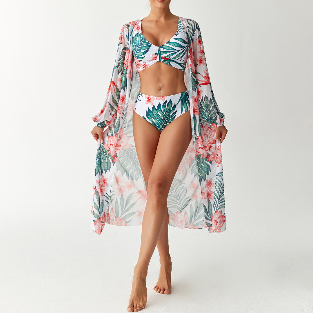 Damen Bikini-Set mit floralem Design und transparentem Cover-Up Echo Archiv