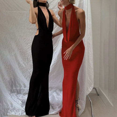 Damen Elegantes Abendkleid mit schimmerndem tiefem V-Ausschnitt und figurschmeichelnder Silhouette Echo Archiv
