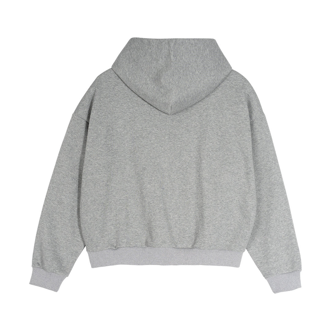 Unisex Kurz geschnittene Oversize-Kapuzenjacke mit durchgehendem Reißverschluss, kariert gefütterter Kapuze und Kängurutasche Echo Archiv