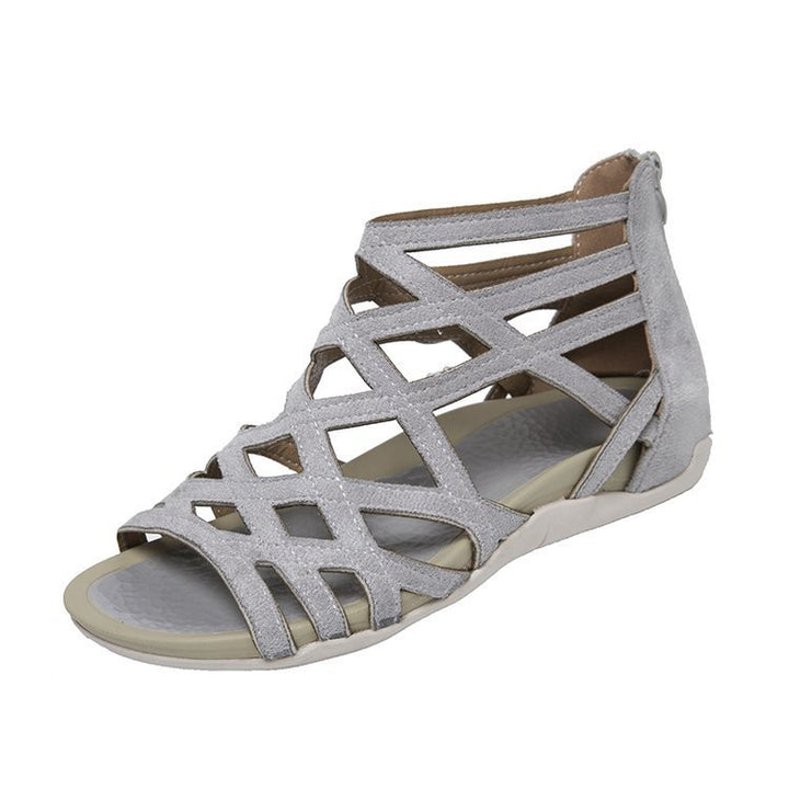 Damen Römersandalen mit Zipper, geflochtenem Cut-Out-Obermaterial und gepolsterter Komfortsohle – Sorelia