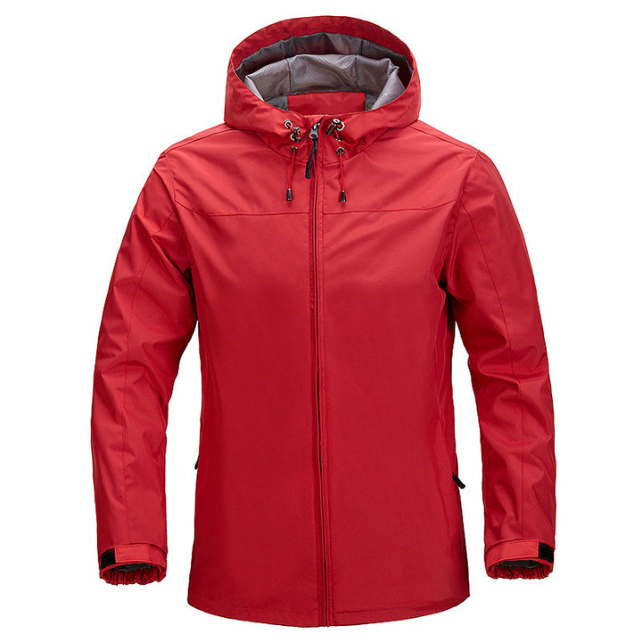 Unisex Leichte packbare Regen- und Windjacke mit verstellbarer Kapuze und atmungsaktivem Futter Echoarchiv