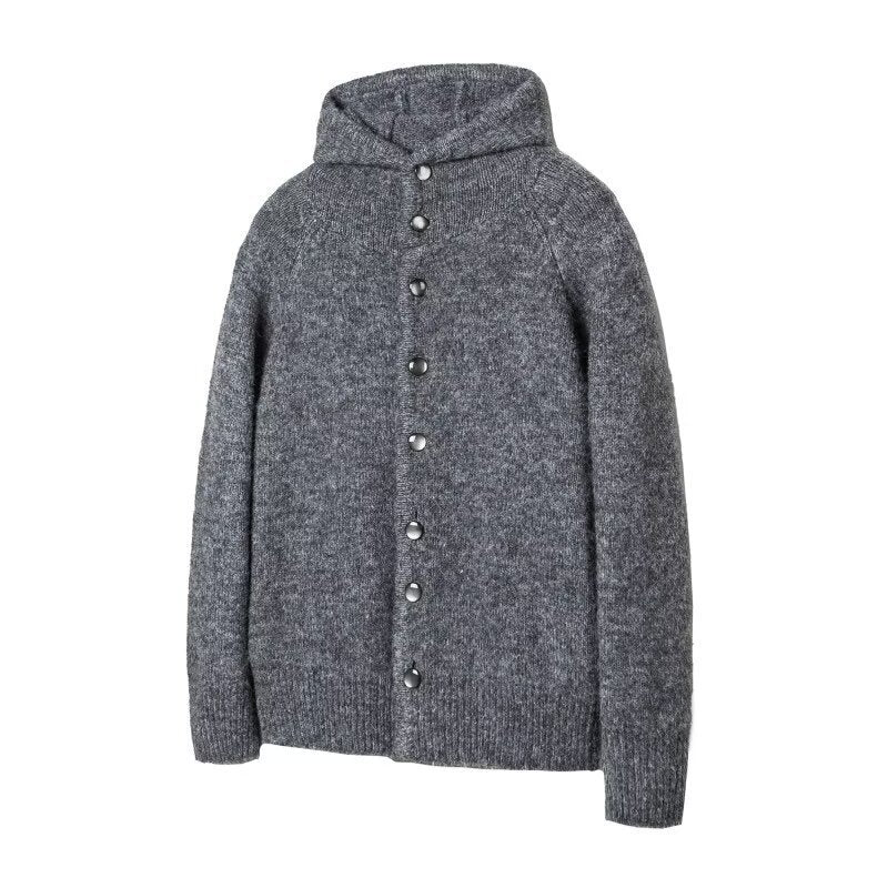 Herren Gemütliche Strickjacke mit Kapuze und Knopfverschluss Echo Archiv