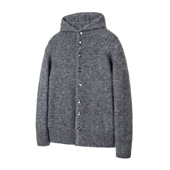 Herren Gemütliche Strickjacke mit Kapuze und Knopfverschluss Echo Archiv