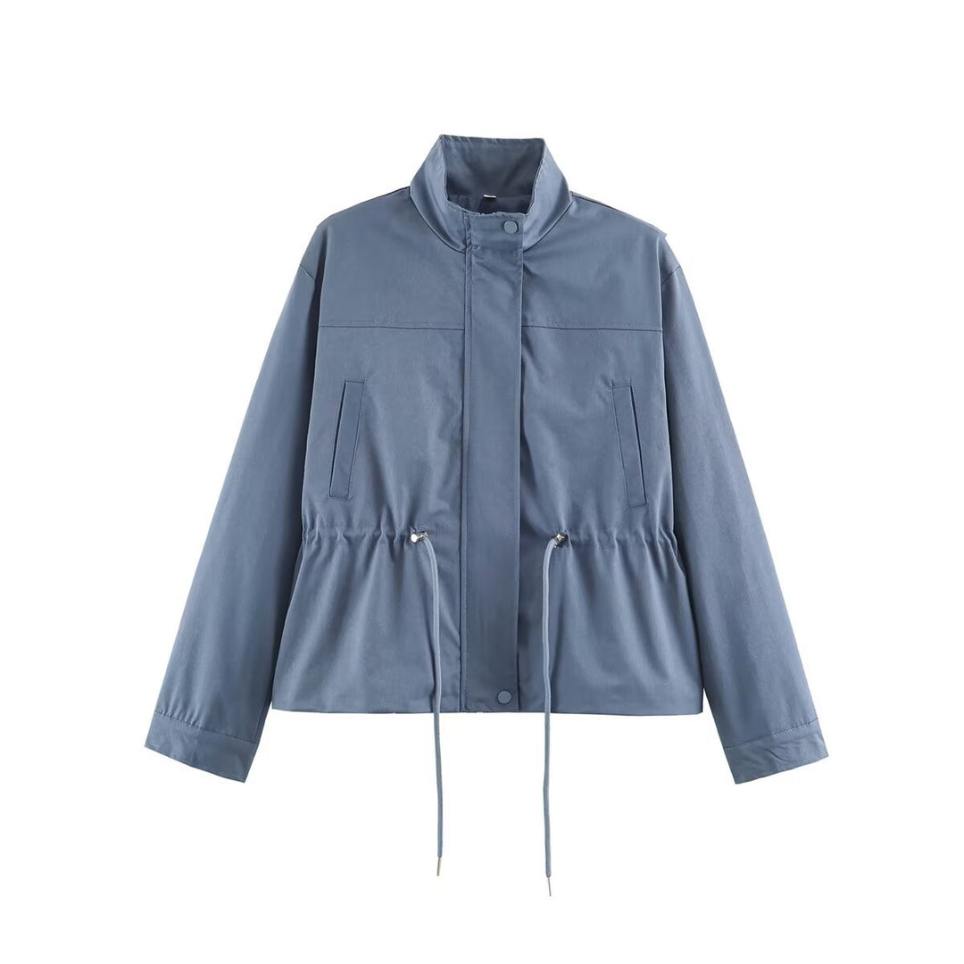 Damen Leichte Übergangsjacke mit Tunnelzug‑Taille und Stehkragen Echoarchiv