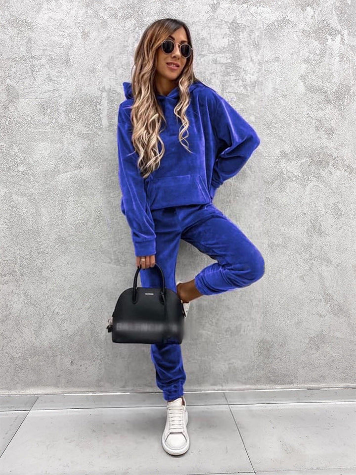 Damen kuscheliges Fleece-Set mit oversized Hoodie und bequemen Jogginghosen Echoarchiv
