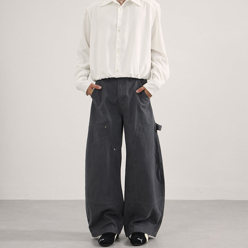 Herren Ultraweite Workwear-Palazzohose aus robustem Baumwoll-Twill mit Kniepaneelen und Werkzeugschlaufe Echo Archiv