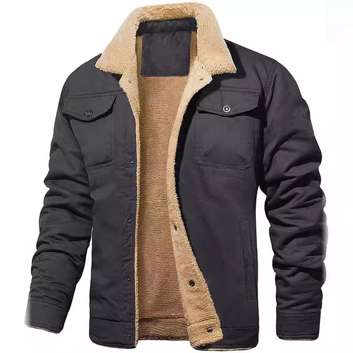 Herren nan gefütterte Canvasjacke mit Teddyfell-Innenfutter und Hemdkragen Echo Archiv