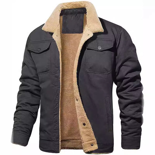 Herren nan gefütterte Canvasjacke mit Teddyfell-Innenfutter und Hemdkragen Echo Archiv