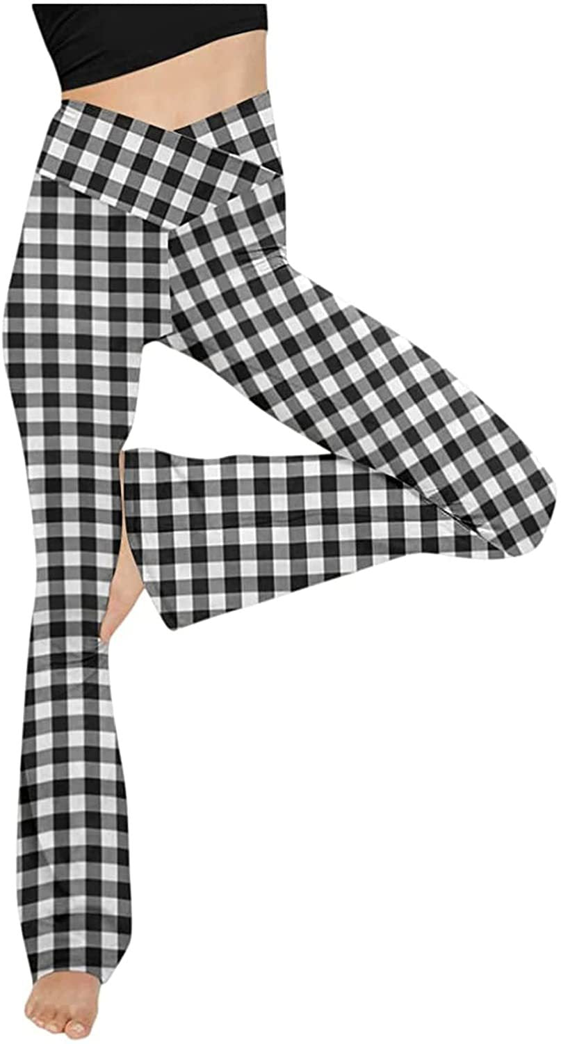 Damen nan taillenhohe Yogahose mit überkreuztem Bund und ausgestelltem Saum mit Schlitz Echo Archiv