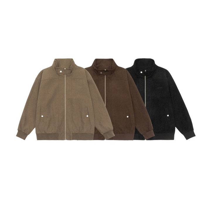 Unisex Teddy-Fleece Bomberjacke mit Stehkragen und Druckknopf-Taschen Echoarchiv