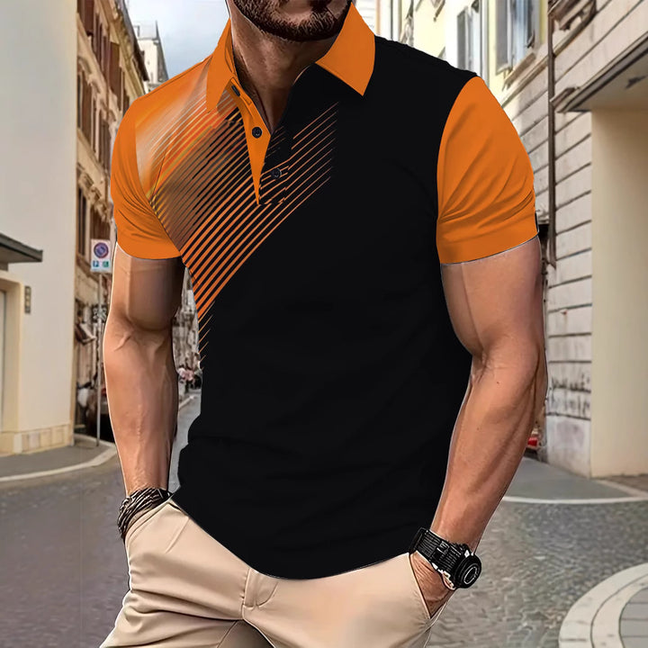 Herren Poloshirt mit modernem Grafikdesign und bequemer Passform Echoarchiv