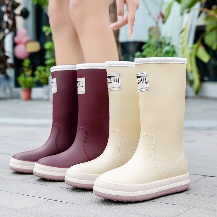 Damen Mittelhohe Plateau-Regenstiefel mit wasserfester Vollgummi-Konstruktion Echoarhiv