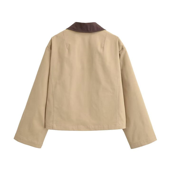 Damen Kurz geschnittene Blousonjacke mit Kontrastkragen und legerer Boxy-Silhouette Echo Archiv