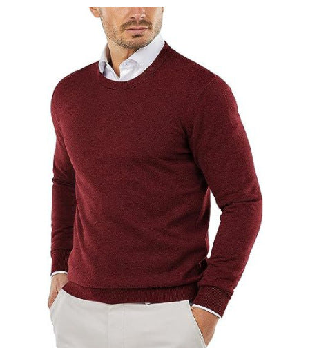 Herren eleganter Rundhals-Pullover aus feiner Baumwolle Echoarchiv