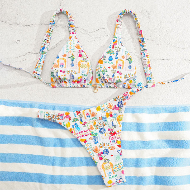 Damen Triangel-Bikini mit dekorativen Rüschen Echo Archiv