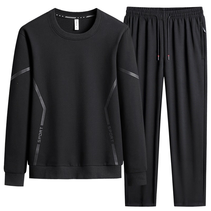 Herren Sportliches Freizeit-Jogginganzug-Set aus atmungsaktivem Funktionsfleece mit Rundhalsausschnitt & Kordelbund Echoarchiv