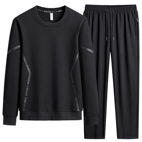 Herren Sportliches Freizeit-Jogginganzug-Set aus atmungsaktivem Funktionsfleece mit Rundhalsausschnitt & Kordelbund Echoarchiv