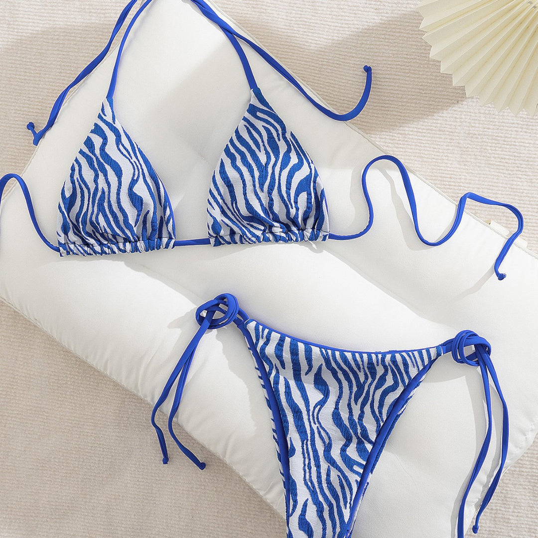 Damen Triangel-Bikini mit trendigem Zebra-Muster und verstellbaren Bindebändern Echo Archiv