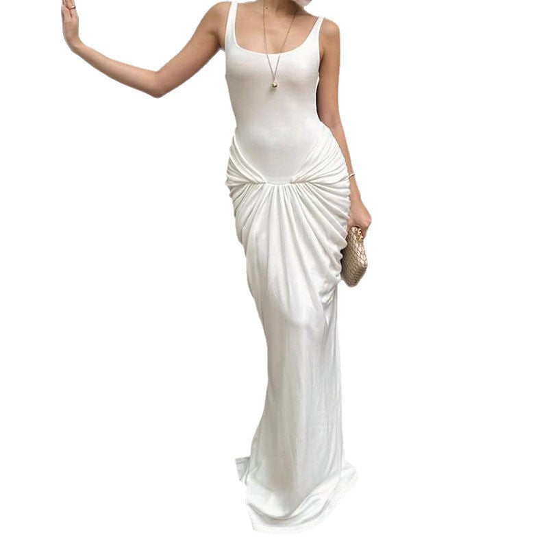 Damen Elegantes bodenlanges Kleid mit raffiniertem Drapierungseffekt Echo Archiv