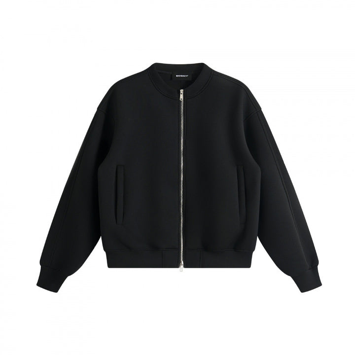 Unisex Boxy-Zip-Bomberjacke aus French-Terry mit verdeckten Eingrifftaschen und geripptem Saum Echo Archiv