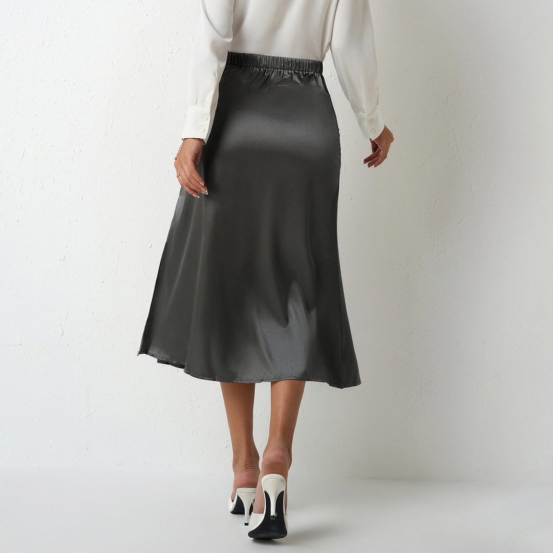 Damen eleganter Midirock mit fließendem Schnitt und Satin-Finish Echo Archiv