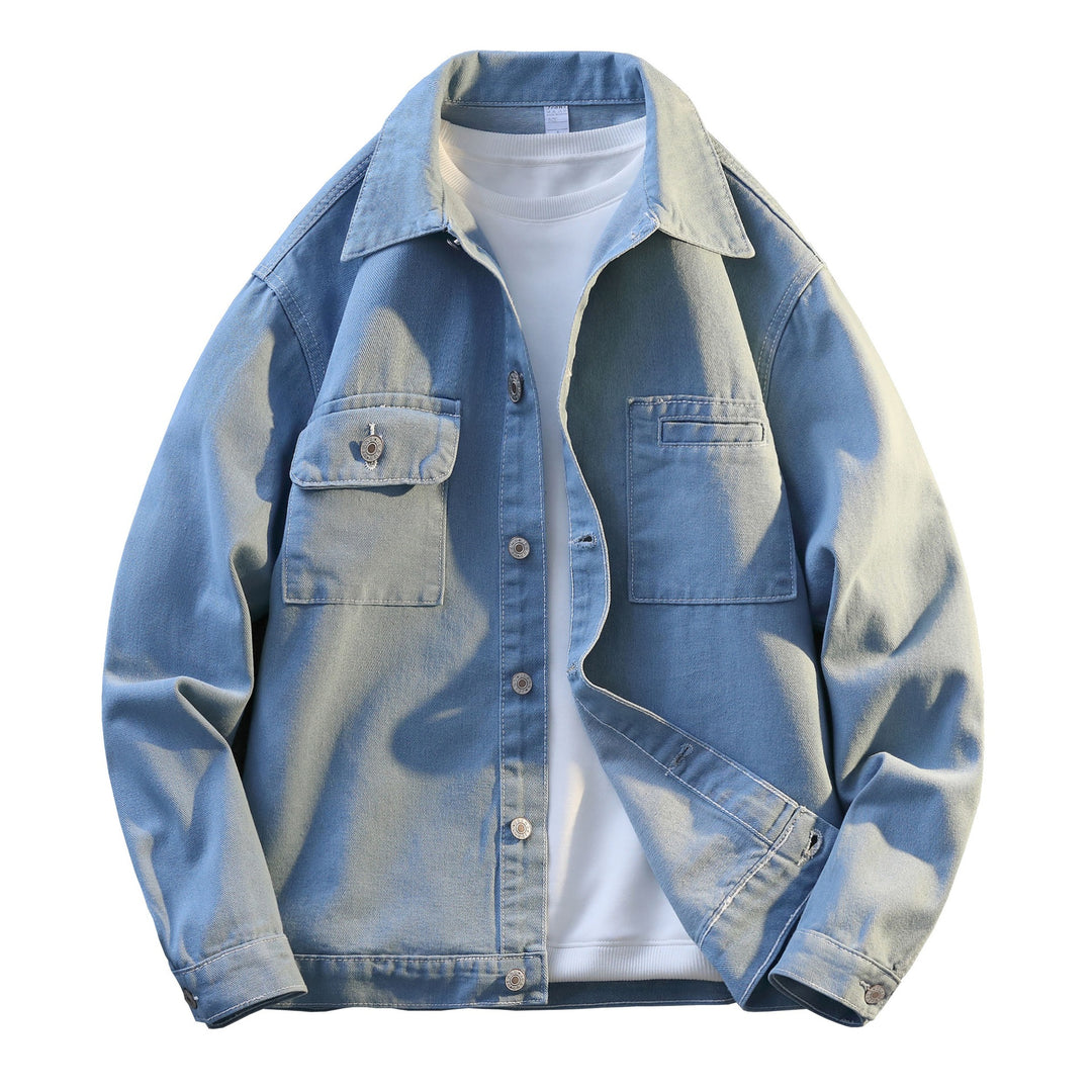 Herren Leichte Overshirt-Jeansjacke mit Brusttaschen und geradem Schnitt Echo Archiv