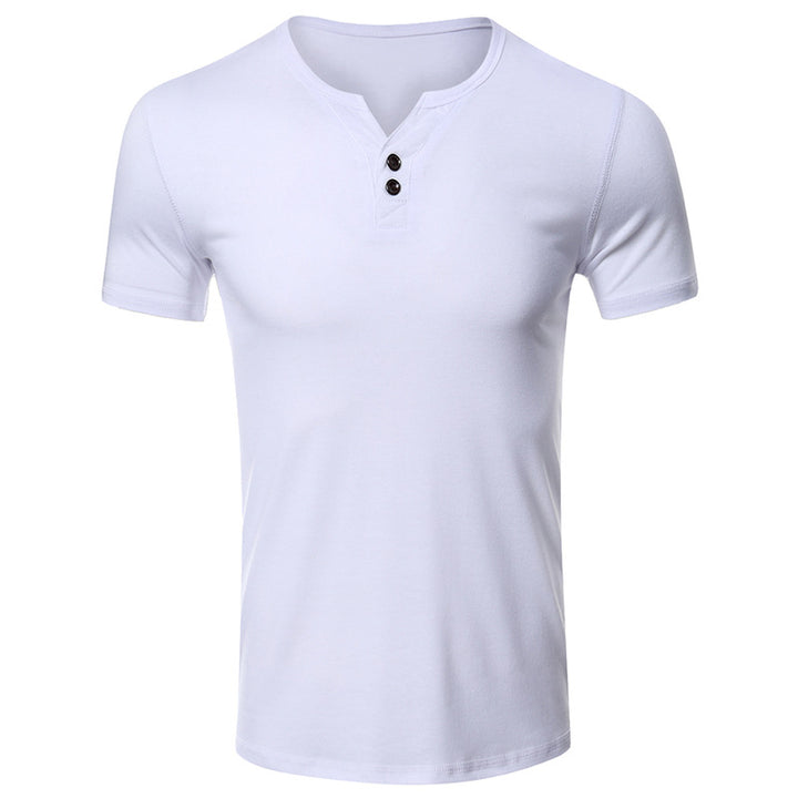 Herren Kurzarm Henley-T-Shirt mit modischem Knopfdesign und komfortablem Schnitt Echoarchiv