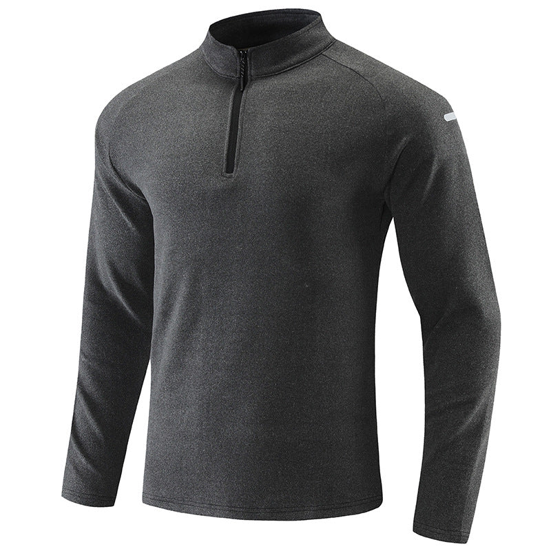 Herren Atmungsaktives Funktions-Langarmshirt mit Stehkragen und kurzem Reißverschluss Echoarchiv