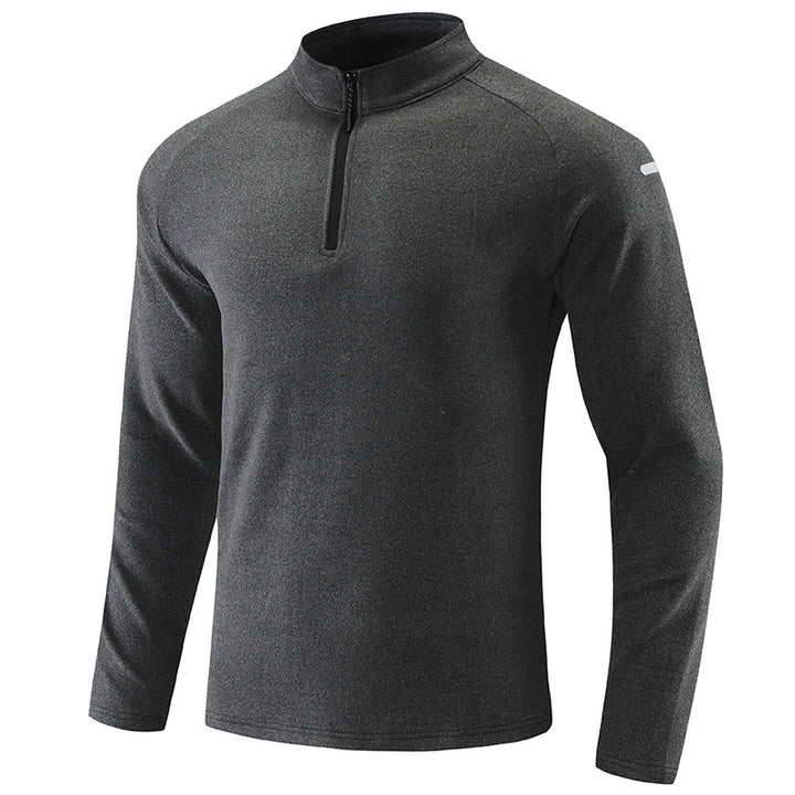 Herren Atmungsaktives Funktions-Langarmshirt mit Stehkragen und kurzem Reißverschluss Echoarchiv