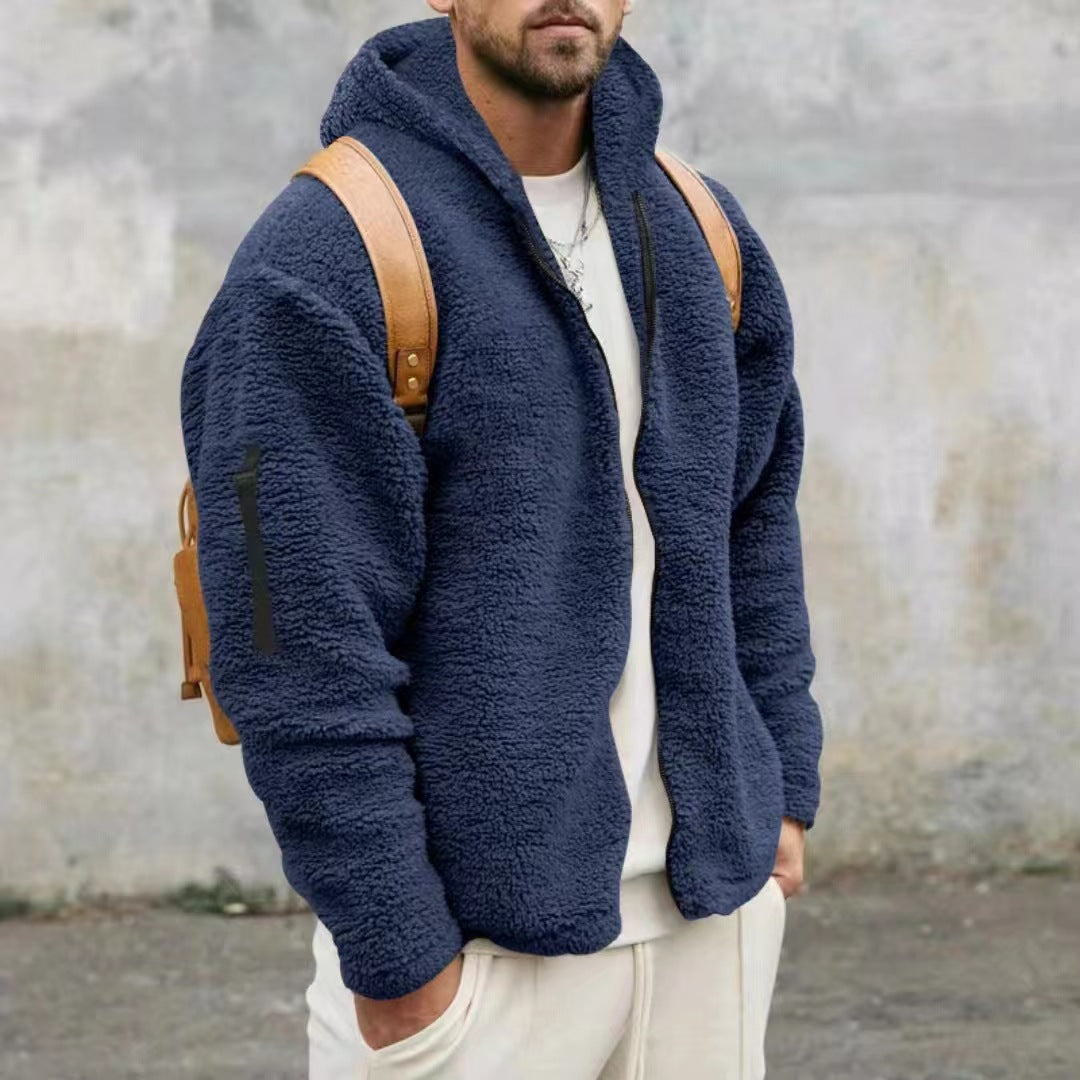 Herren Kuschelige Fleecejacke mit Kapuze Echoarchiv