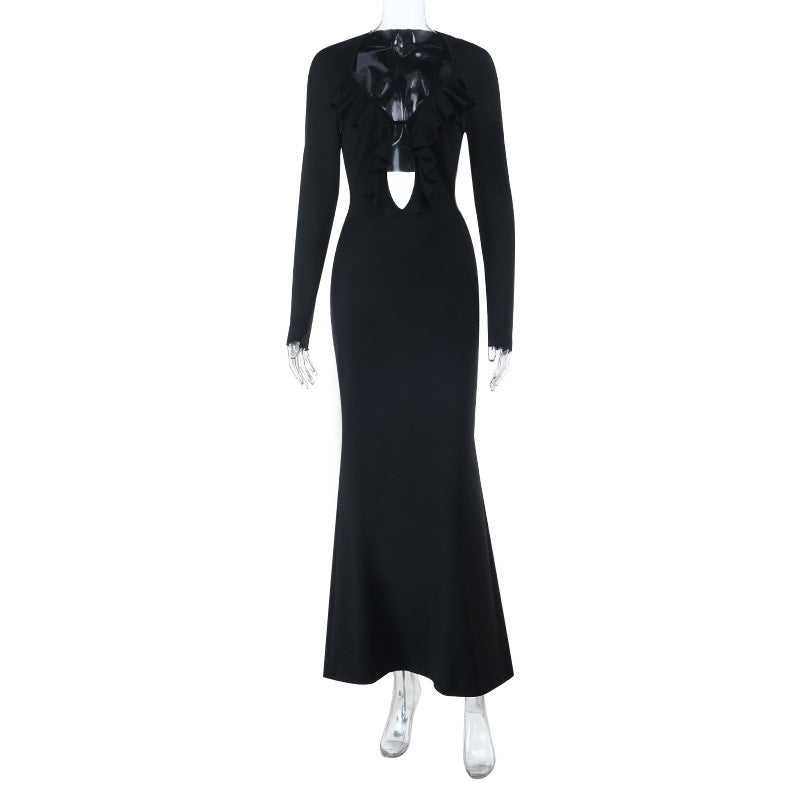 Damen Maxikleid mit elegantem Rüschendetail und schickem Rückenausschnitt Echo Archiv