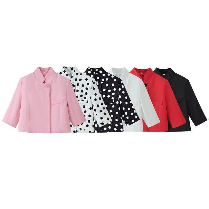 Damen Boxy-Kurzjacke mit Stehkragen und dreiviertelärmeln Echo Archiv