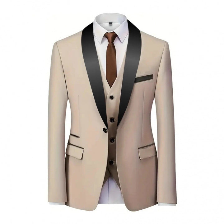 Herren eleganter Anzug mit schmalem Schnitt und luxuriösem Satin-Revers Echoarchiv