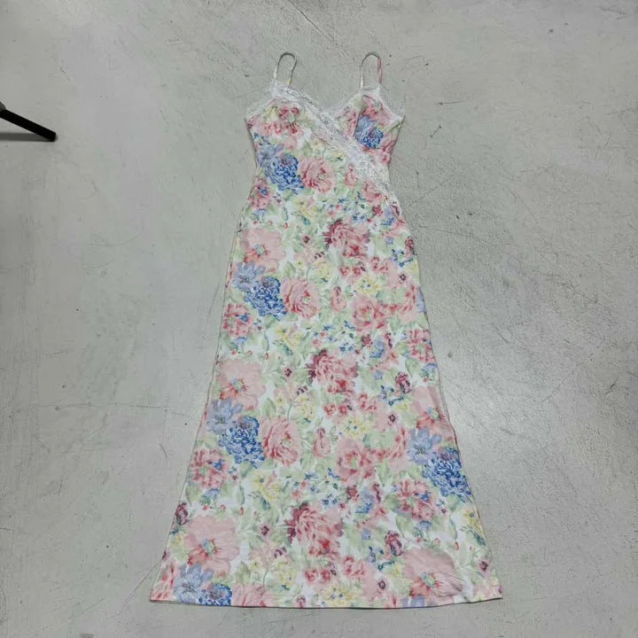 Damen Maxikleid mit floralen Akzenten und Spitzenbesatz Echo Archiv