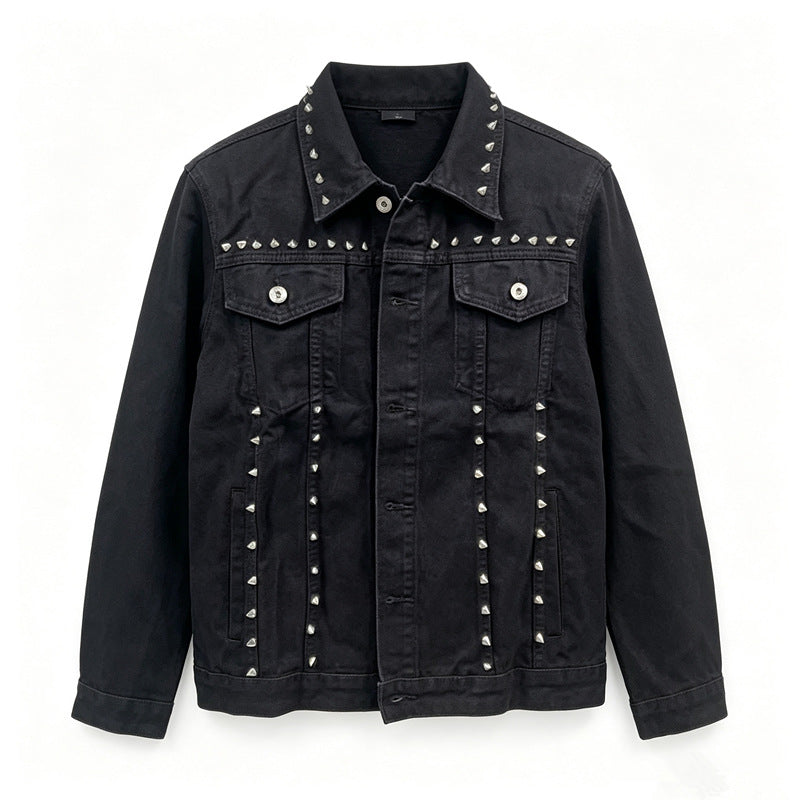 Herren Modische Jeansjacke mit Nieten Echoarchiv