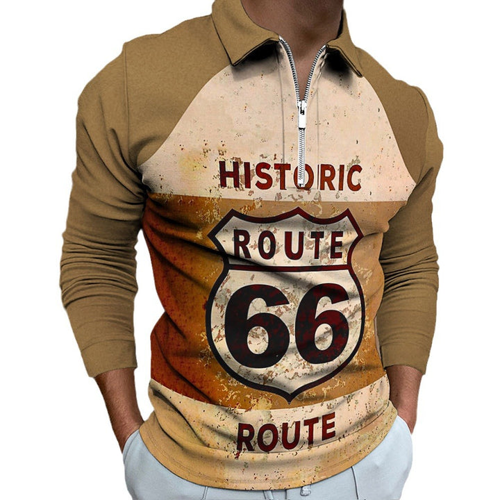 Herren Shirt mit hochgeschlossenem Kragen und Retro-Design Echoarchiv