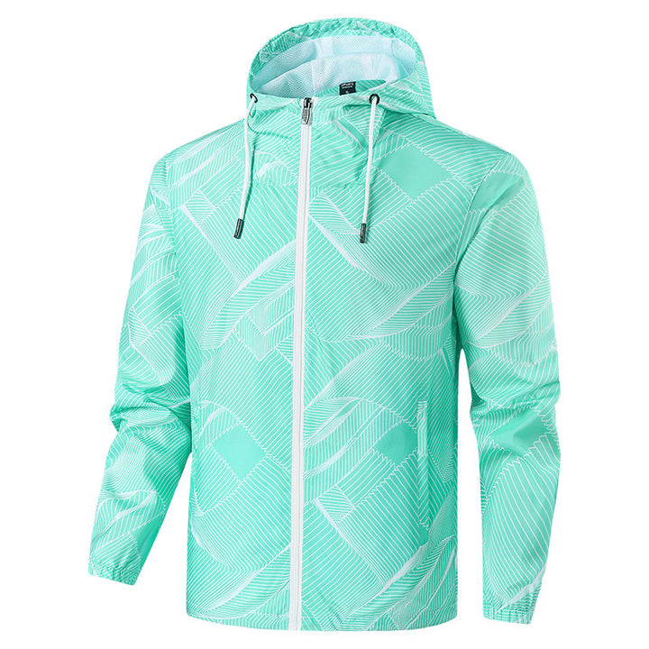 Herren Leichte Kapuzen-Windbreakerjacke mit grafischem Allover-Print und Packfunktion Echo Archiv