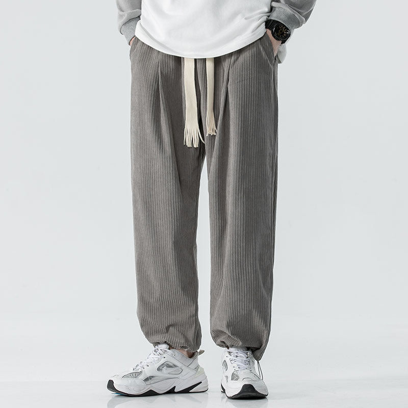Herren Locker geschnittene Cordhose mit breitem Bein, elastischem Bund und dekorativem Kordelzug Echo Archiv