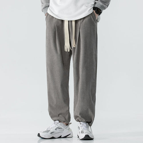 Herren Locker geschnittene Cordhose mit breitem Bein, elastischem Bund und dekorativem Kordelzug Echo Archiv