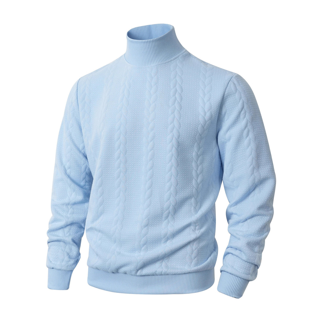Herren Rollkragenpullover mit Zopfstrickmuster und gerippten Bündchen – Norvane