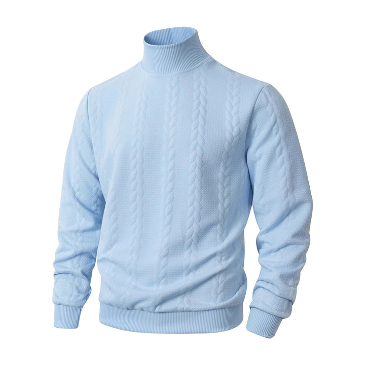 Herren Rollkragenpullover mit Zopfstrickmuster und gerippten Bündchen – Norvane
