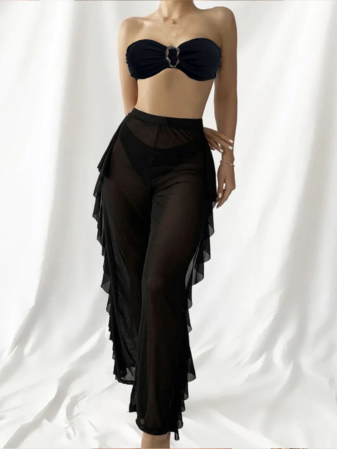 Damen Übergangs-Hosen mit fließendem Material und zarten Raffungselementen Echo Archiv