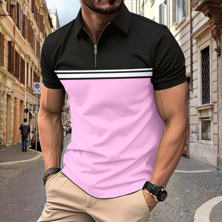 Herren Polo Shirt mit modernem Stehkragen und sportlichem Reißverschluss Echoarchiv