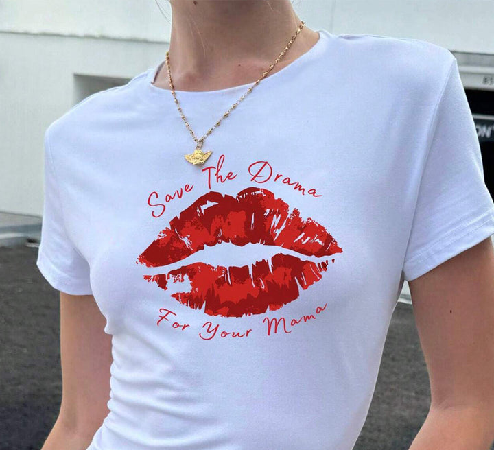 Damen T-Shirt mit kreativem Schlüsselherz-Motiv und modernem Print Echo Archiv