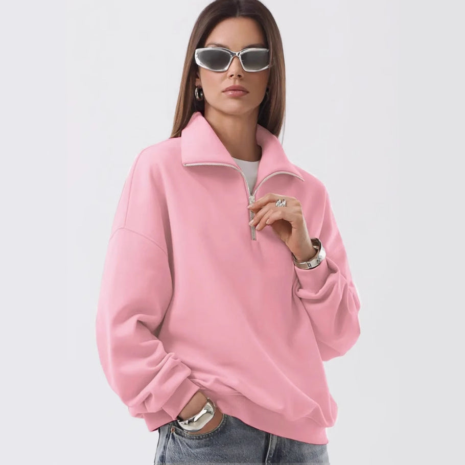 Unisex Relax-Halbzip-Sweatshirt mit hohem Stehkragen, Raglanärmeln und leicht angerauter Innenseite Echo Archiv