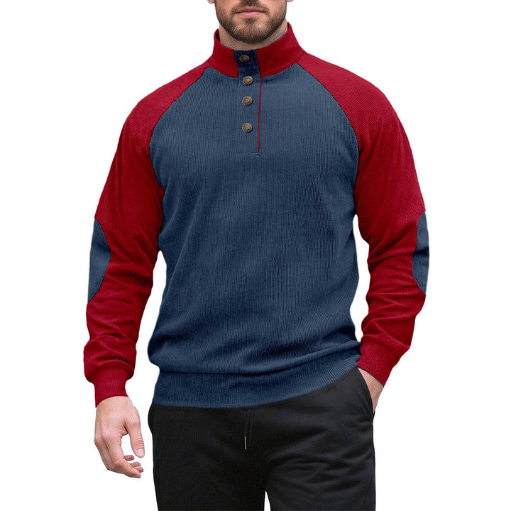 Herren Strickpullover mit modernem Stehkragen und Knopfleiste Echoarchiv